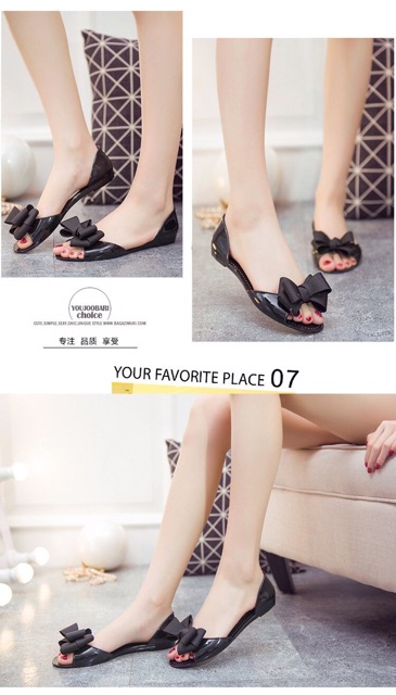 GIÀY NHỰA DẺO HÀN QUỐC NƠ ĐẾ ĐEN | BigBuy360 - bigbuy360.vn