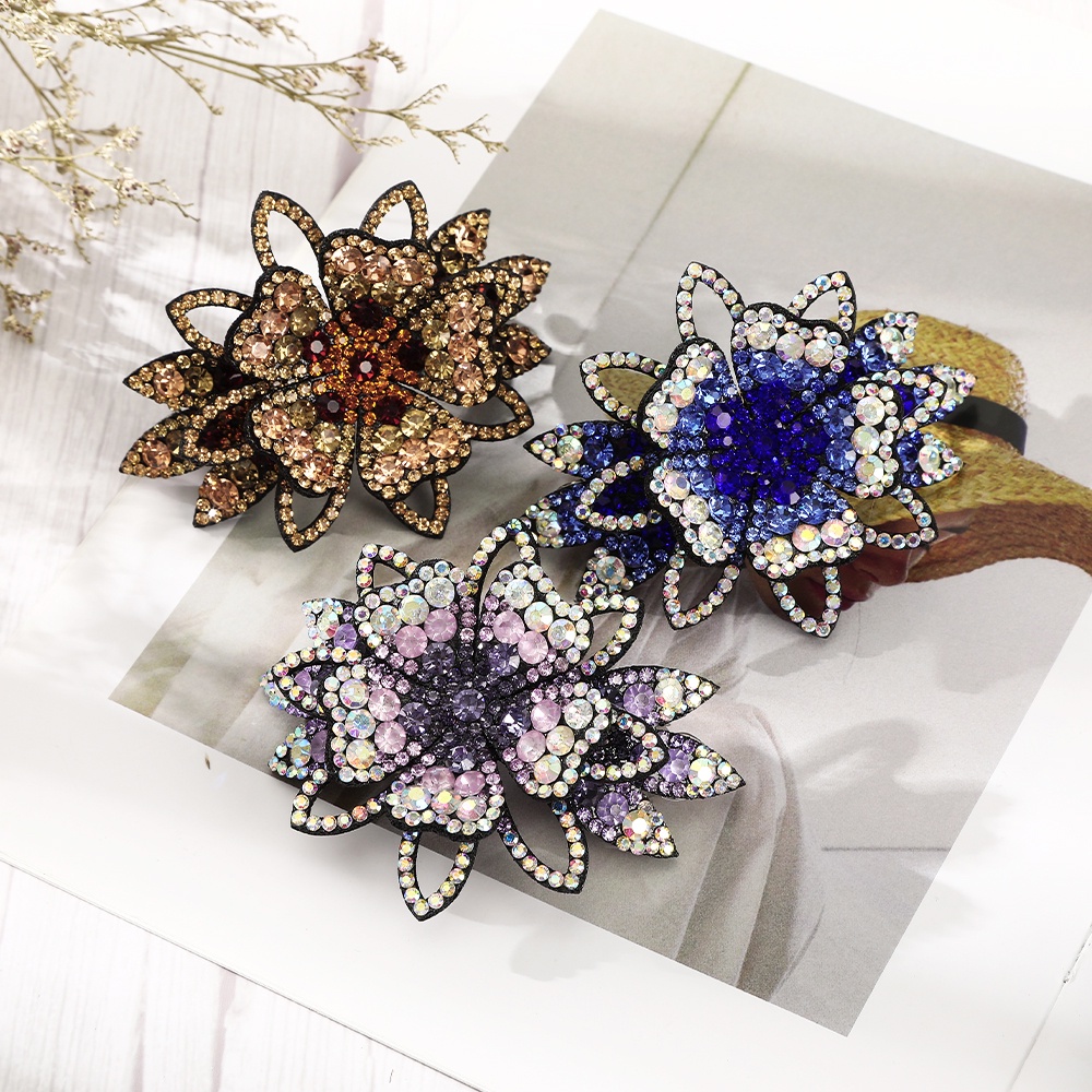 Haimeikang Phụ nữ Rhinestone Kẹp tóc Kẹp Tóc đuôi ngựa Kẹp tóc Cô gái Hoa Phụ kiện tóc