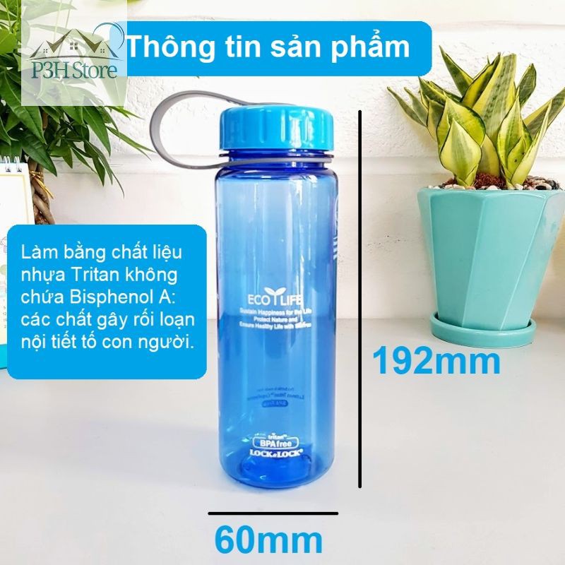 Bình nước cho bé đi học Lock&amp;Lock Eco Life nhựa Tritan dung tích 500ml ABF613