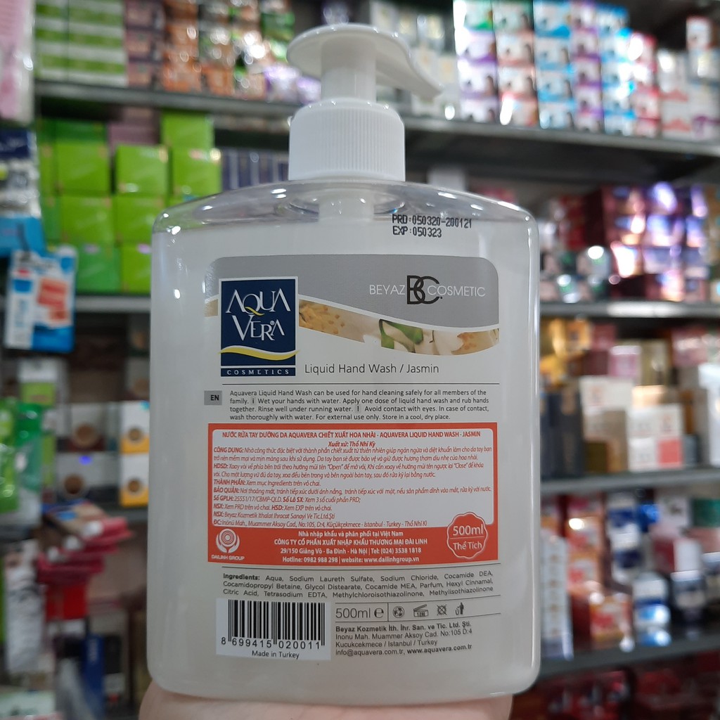 Nước rửa tay hoa nhài Aqua Vera 500ml - Trắng