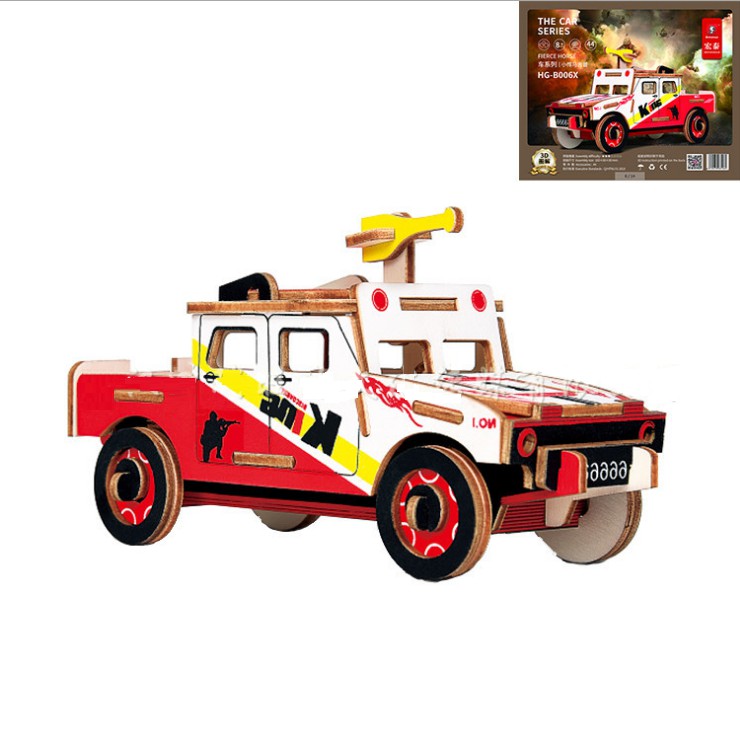 Đồ chơi lắp ráp gỗ 3D Mô hình Xe Ô tô Fiere Horse Laser HG-B006X
