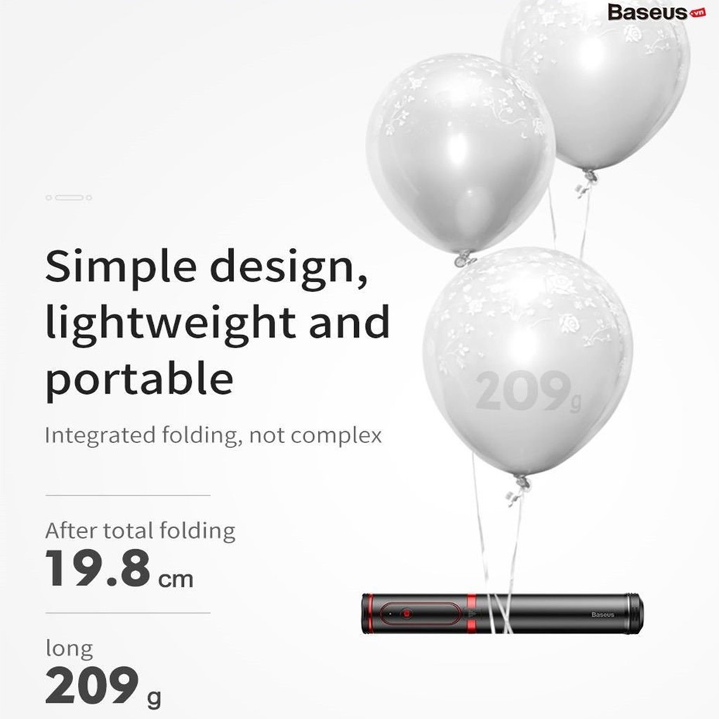 Gậy chụp hình tự sướng/ Live Stream tích hợp Tripod xếp gọn Baseus Fully Folding Selfie Stick (Bluetooth Remote...) | BigBuy360 - bigbuy360.vn