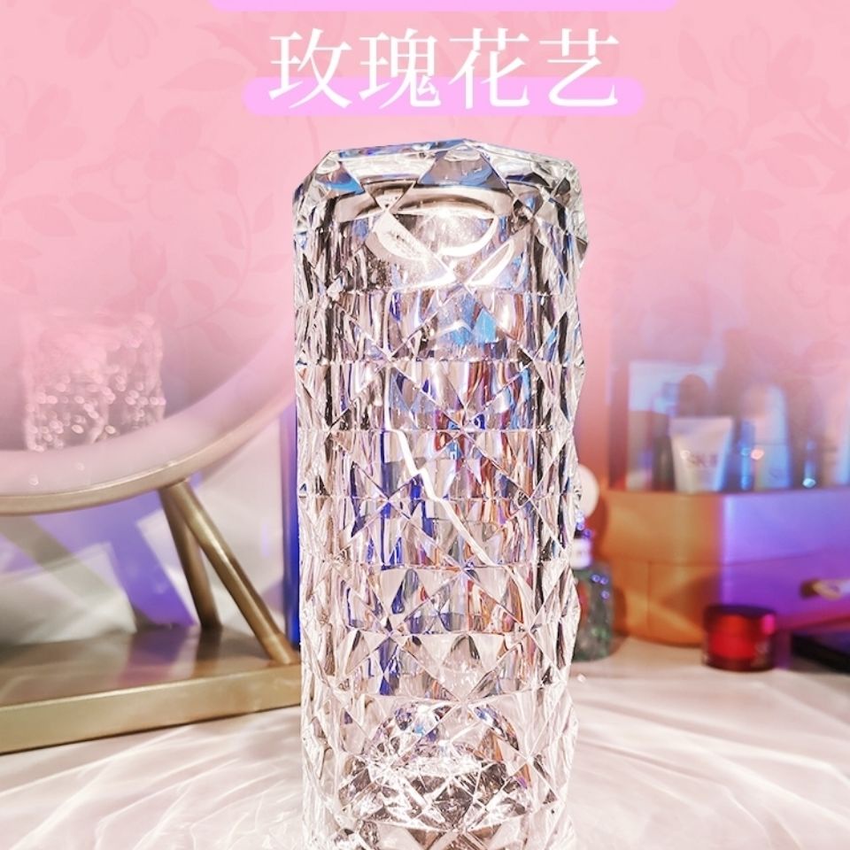 Đèn Ngủ Pha Lê Hình Hoa Hồng Có Thể Sạc Lại Dành Cho Nữ