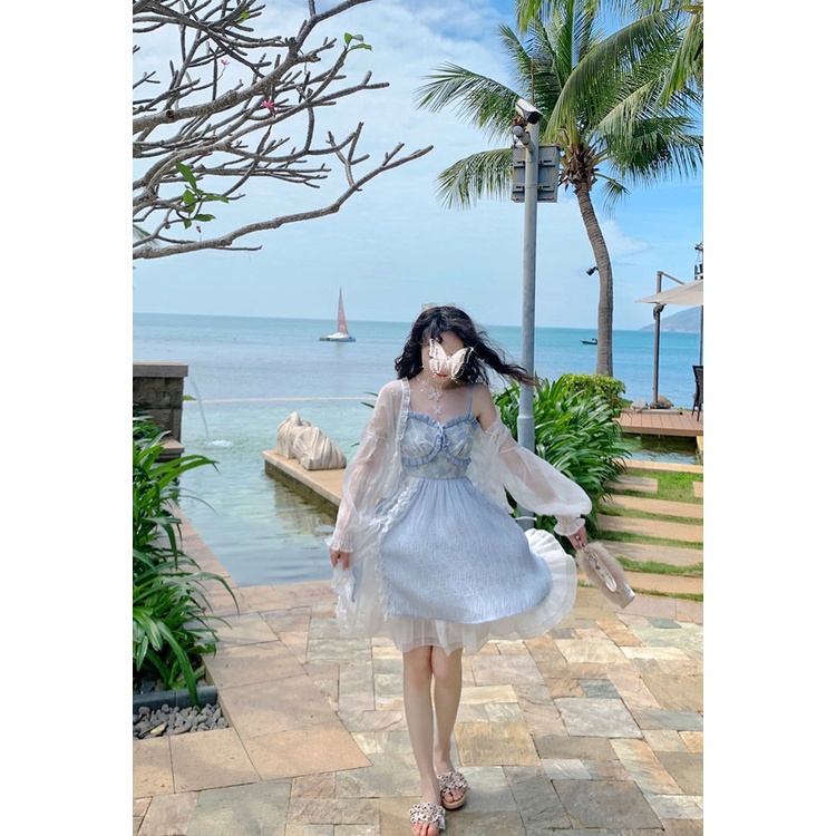 Đầm Hai Dây Thắt Nơ Phong Cách Pháp Thời Trang Mùa Hè Mới Dành Cho Nữ 2022