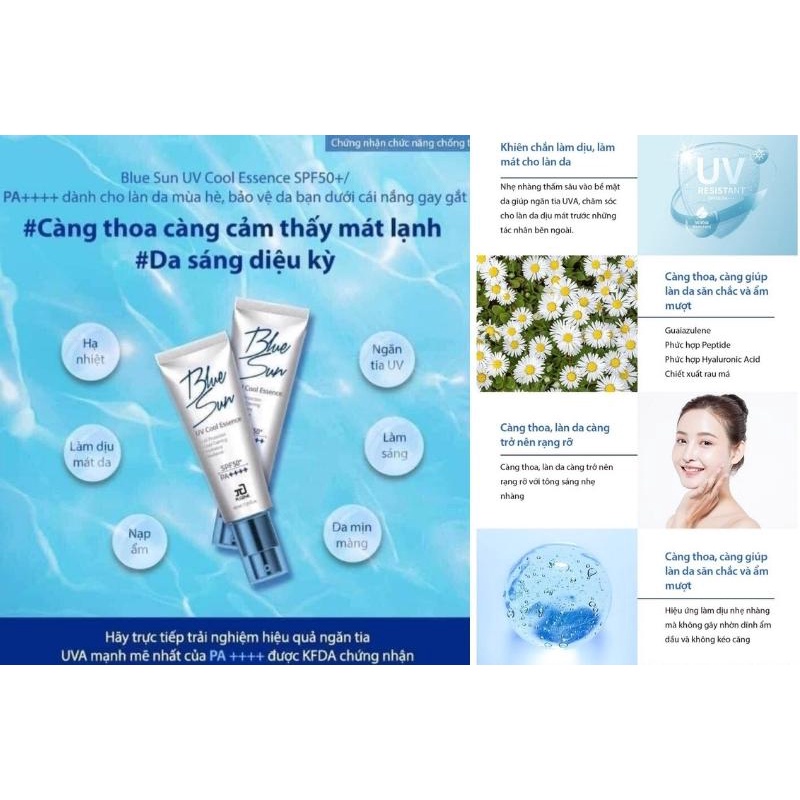 Kem chống nắng BLUE SUN siêu nhẹ, mát lạnh UV COOL ESENCE SPF50 + / PA ++++