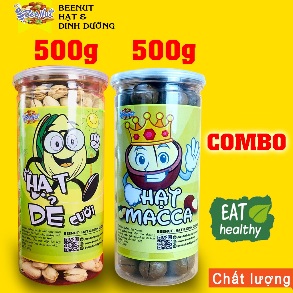 (Combo) 500g Hạt Dẻ Cười + 500g Hạt Macca - Tiết Kiệm Hơn