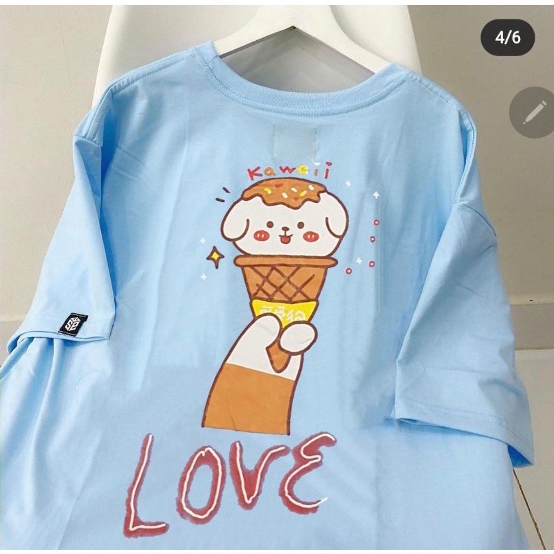 [CÓ ẢNH THẬT] Áo Thun Unisex Nam Nữ Hình Kem Love -Áo Phông Rộng Tay Lỡ  Ulzzang