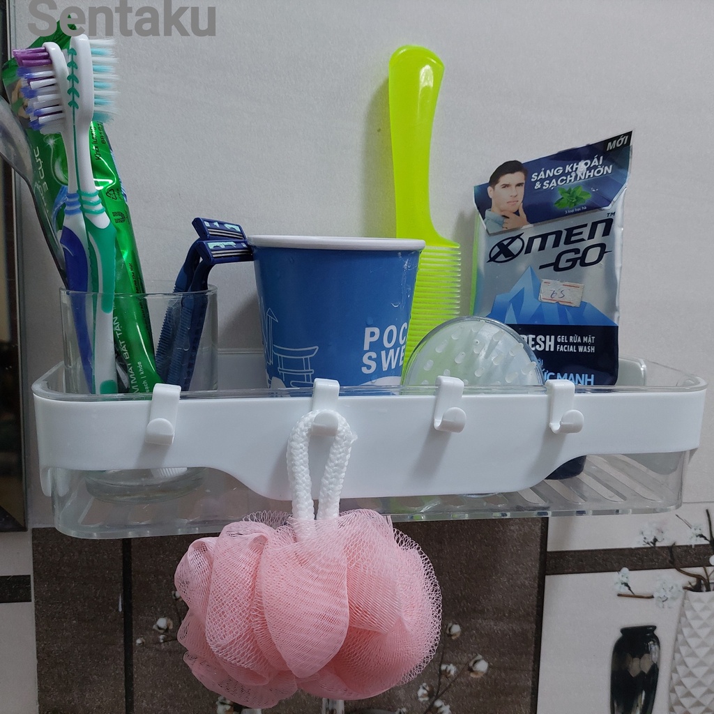 Giá Kệ Đồ Phòng Tắm Đa Năng Để Ly Cốc, Kem, Bàn Chải Đánh Răng - Sentaku