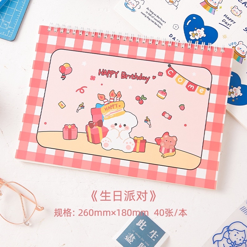 Sổ chiết và lưu trữ sticker, washi size A5/B5 80 trang, có lò xo/ Sổ bảo quản hình dán washi tape Tẻn Tẻn