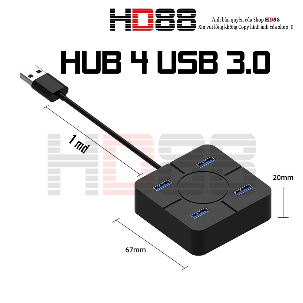 Hub usb 4 cổng 1.1, 2.0, 3.0 đa năng tốc độ cao, kết hợp cổng cái type C USB - HD88 - A41