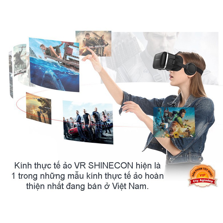 [Mã ELMS9 giảm 6% đơn 300K] Kính thực tế ảo VR 3D loại xịn SHINECON có tai nghe âm thanh hình ảnh sống động AG04