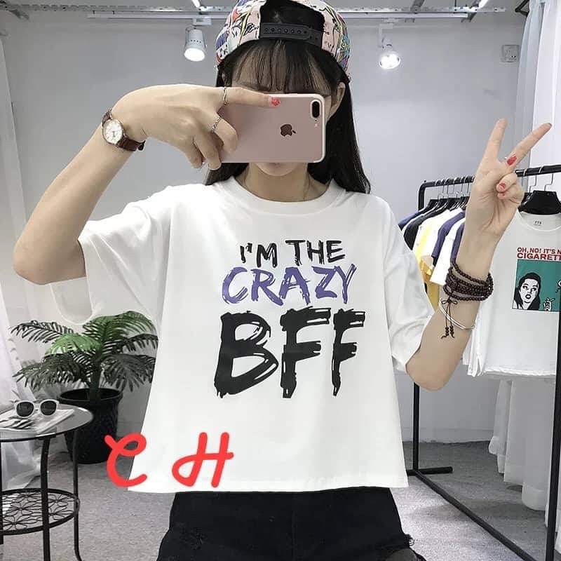 Sale Áo croptop bff cộc tay chu1802 đẹp