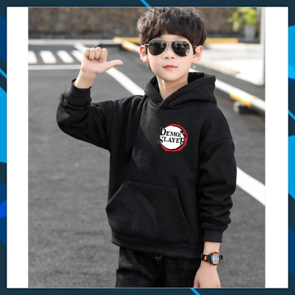 Áo Hoodie Trẻ Em WinBeen In Hình Tanjiro Thanh Gươm Diệt Quỷ Form Rộng Vải Nỉ Dầy Ấm Phong Cách Manga