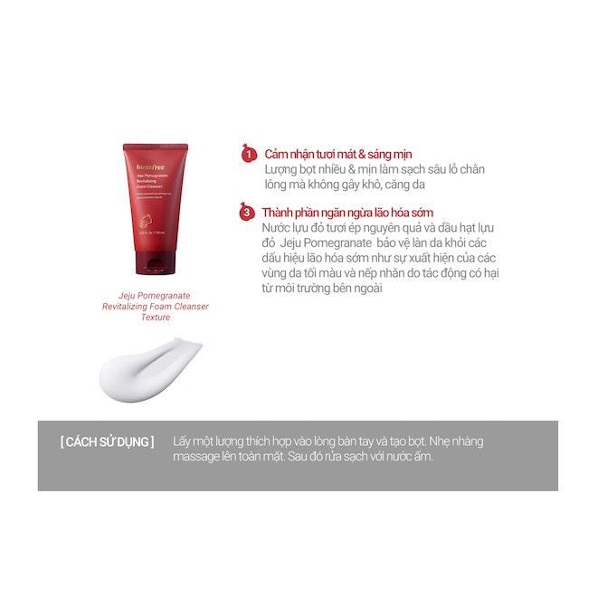 Sữa Rửa Mặt Lựu Innisfree Jeju Pomegranate Revitalizing Foam Cleans