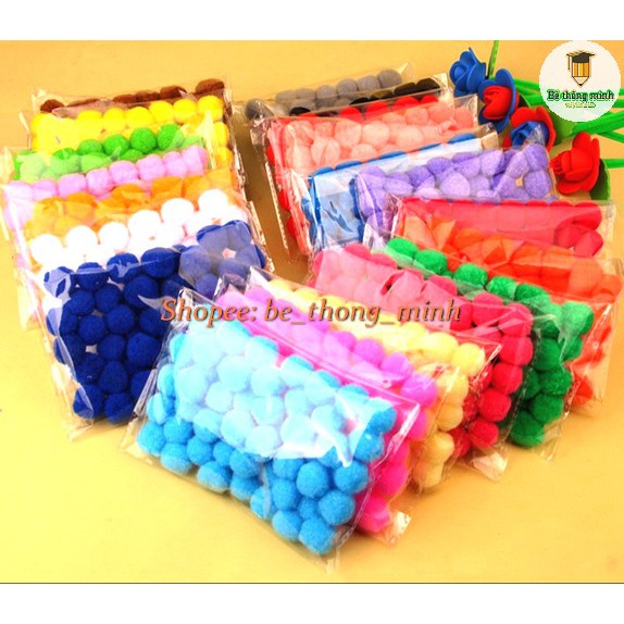 [chọn mầu] POMPOM GÓI 1 MẦU cỡ 2cm