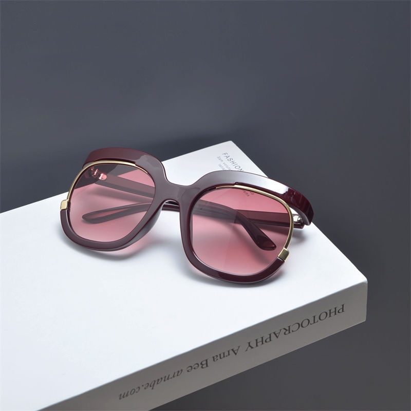 Kính Mát Gọng Tròn Màu Sắc Tương Phản Phong Cách retro Thời Trang Cho Nữ