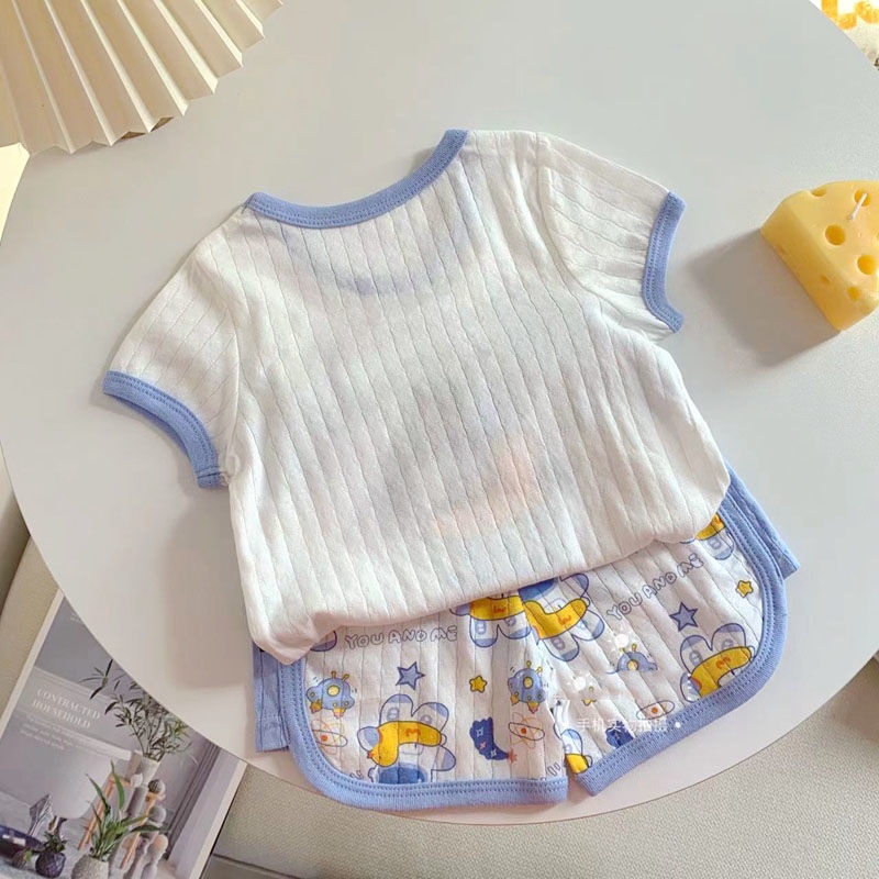 Set Áo Thun Tay Ngắn + Quần Short Họa Tiết Hoạt Hình Đáng Yêu Thời Trang Hè 2023 Cho Bé Trai