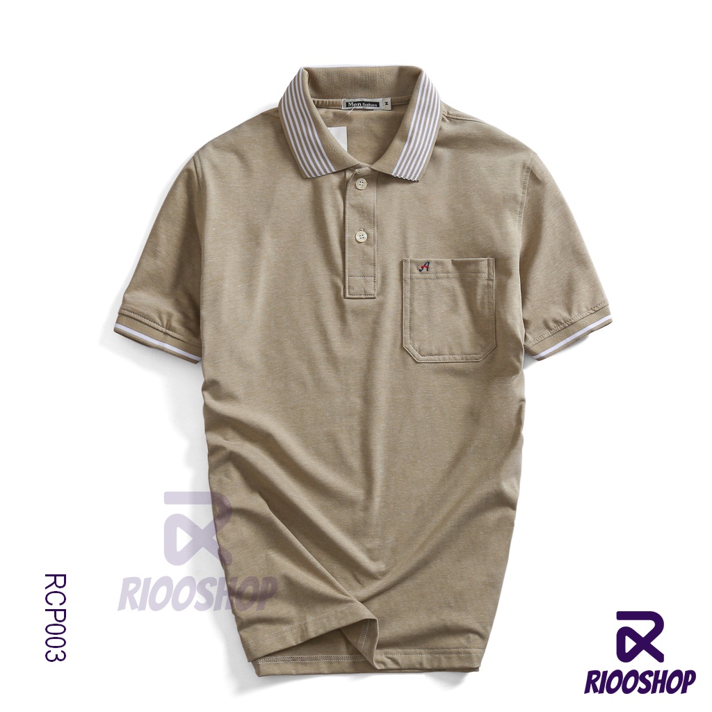 Áo thun nam có cổ có túi trơn tay ngắn cao cấp AE RCP003 - áo phông nam cotton Riooshop