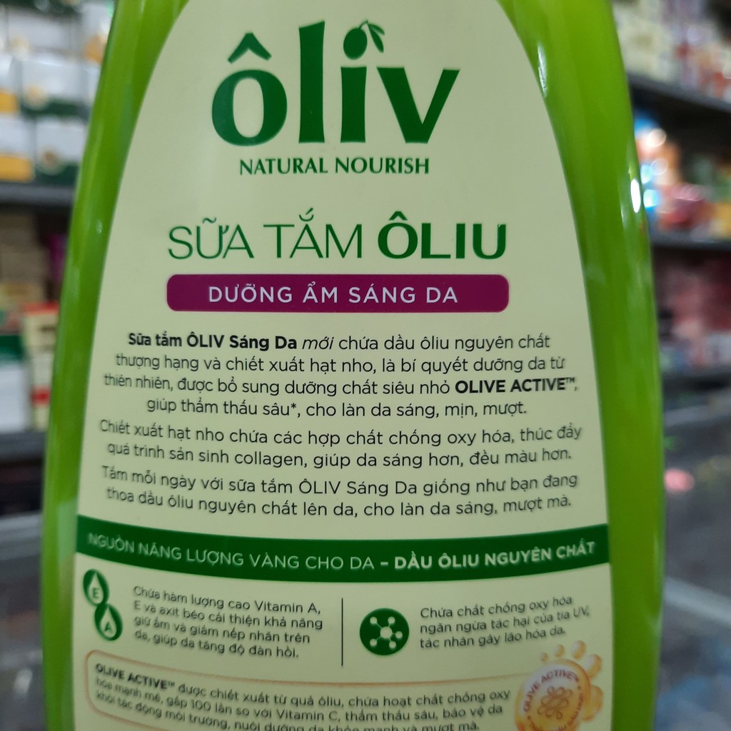 Sữa tắm ôliu Ôliv dưỡng ẩm sáng da 1 lít