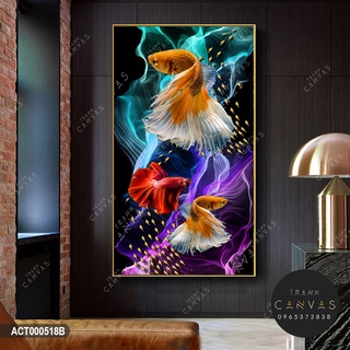 Tranh canvas khổ dọc chủ đề cá
