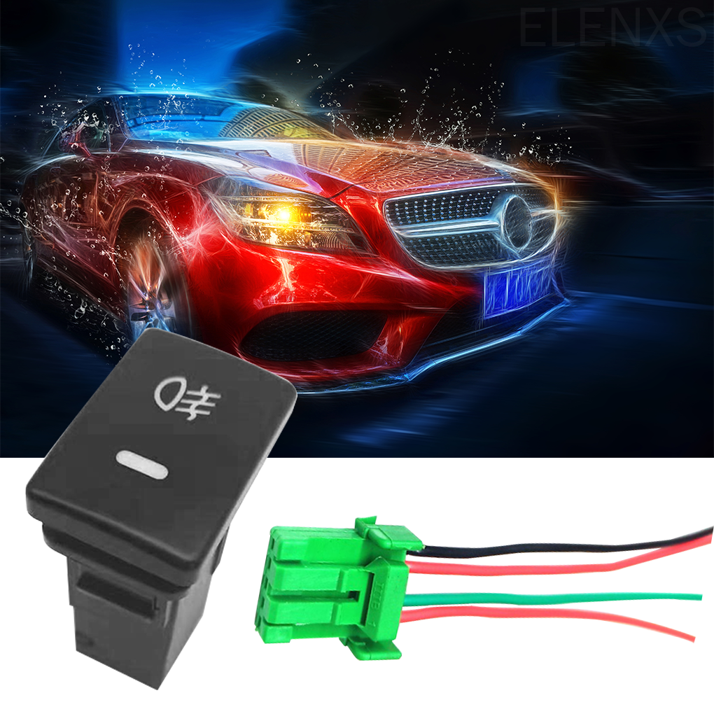 Car Foglight Switch Push Button 4 Wire Fog Lamp Switch LED Front Panel Light Controller ELEN