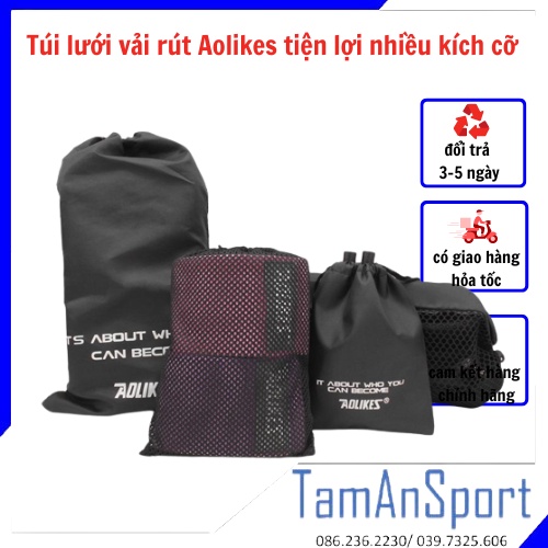 Túi lưới vải rút thể thao Aolikes tiện lợi có dây rút nhiều size- Tâm An Sports