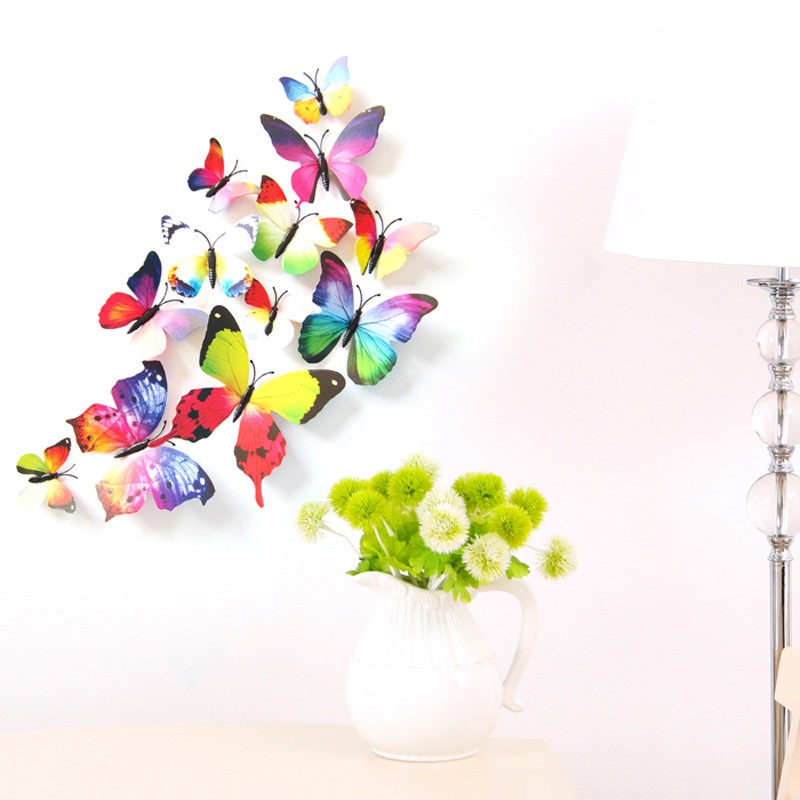 Set 12 con bướm nam châm 3D dán tường trang trí