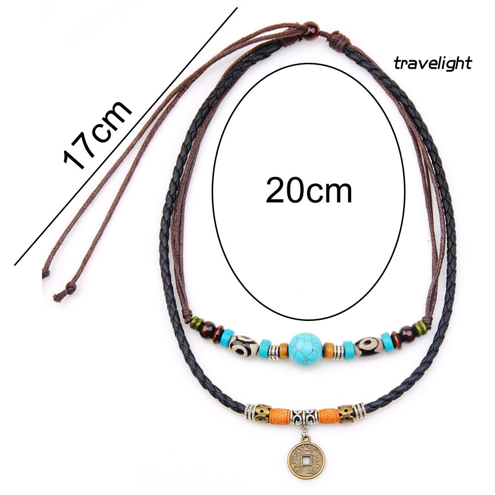 (Travelight) Vòng cổ Nhiều Lớp Đính Đá Ngọc Lam Nhân Tạo Thời Trang Dành Cho Nam