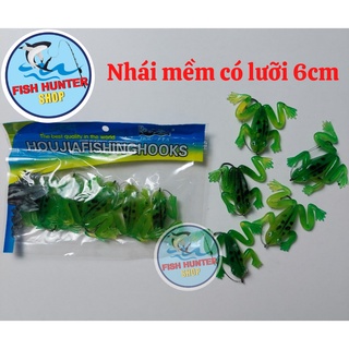 Mồi nhái mềm có lưỡi bịch 5 con câu lure/ Mồi nhái giả câu cá lóc