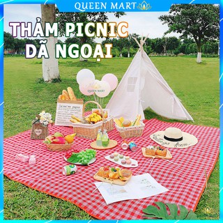 Thảm Trải Dã Ngoại Gấp Gọn Chống Thấm - Thảm Picnic, Thảm Du Lịch Cao Cấp Họa Tiết Caro 2mx2m Tiện Lợi - Q095