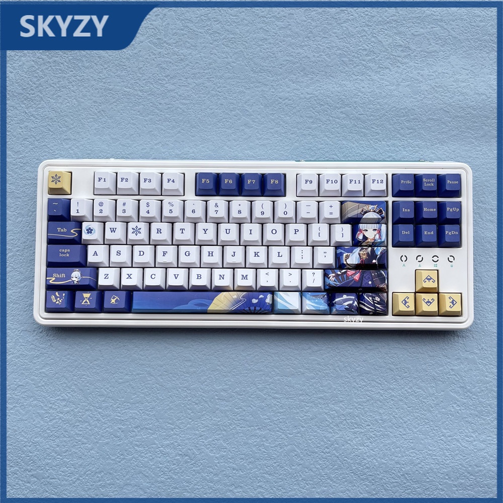 128 phím Kamisato Ayaka Keycaps Cherry Profile Genshin Impact Chủ đề Anime PBT DYE SUB Bàn phím cơ học Keycap