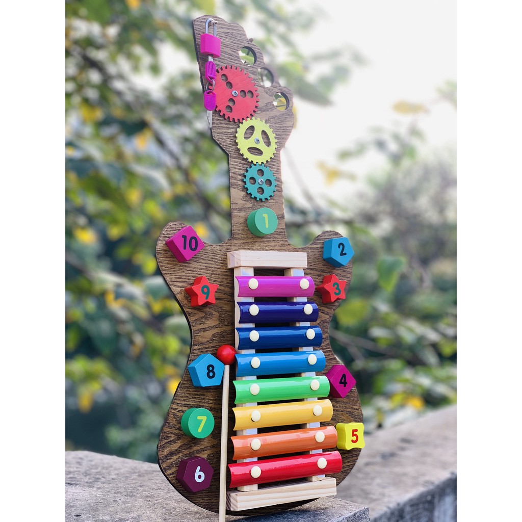 Đàn Xylophone 8 Thanh Phối Cây Guitar Bằng Gỗ Cho Bé Cảm Thụ Âm Nhạc Và Học Màu Sắc Hình Khối Cơ Bản