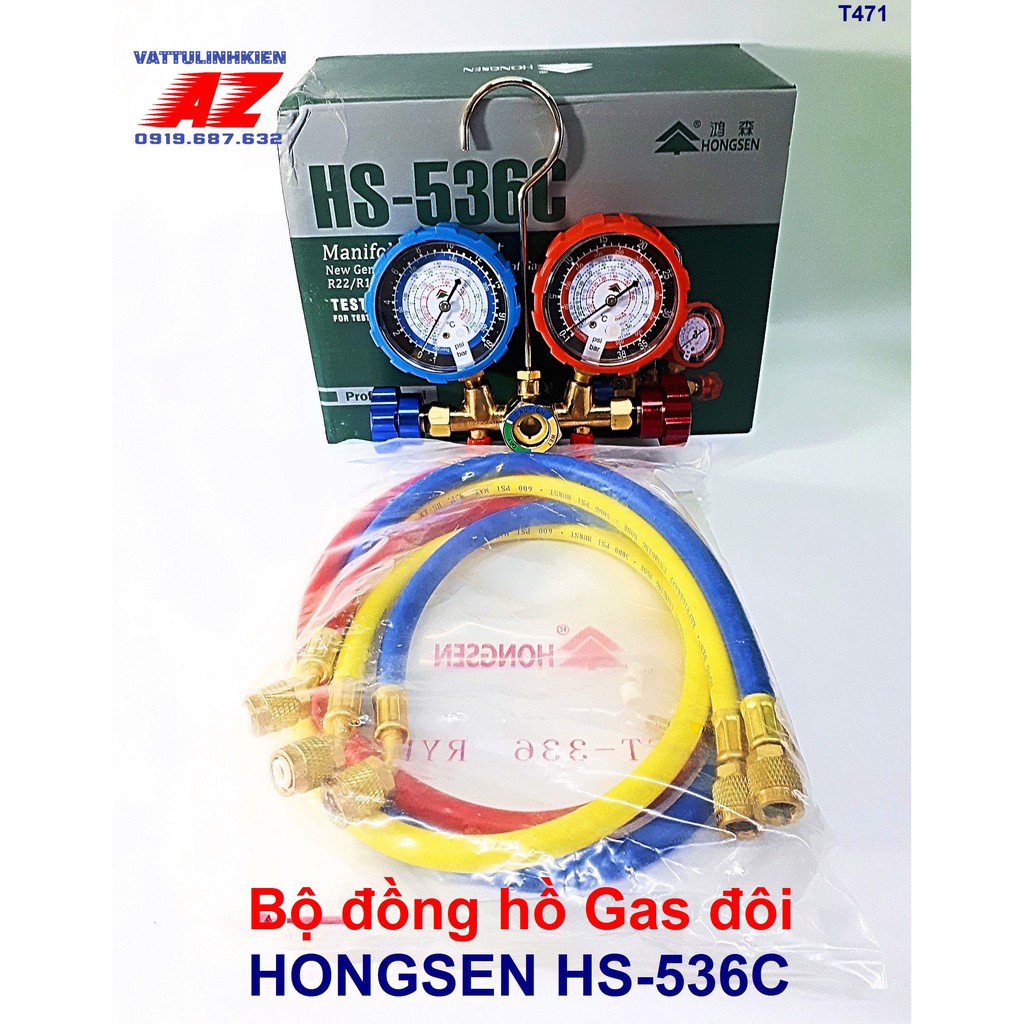 Bộ đồng hồ nạp Gas điều hòa R22,R134a,R404a HONGSEN HS-536C