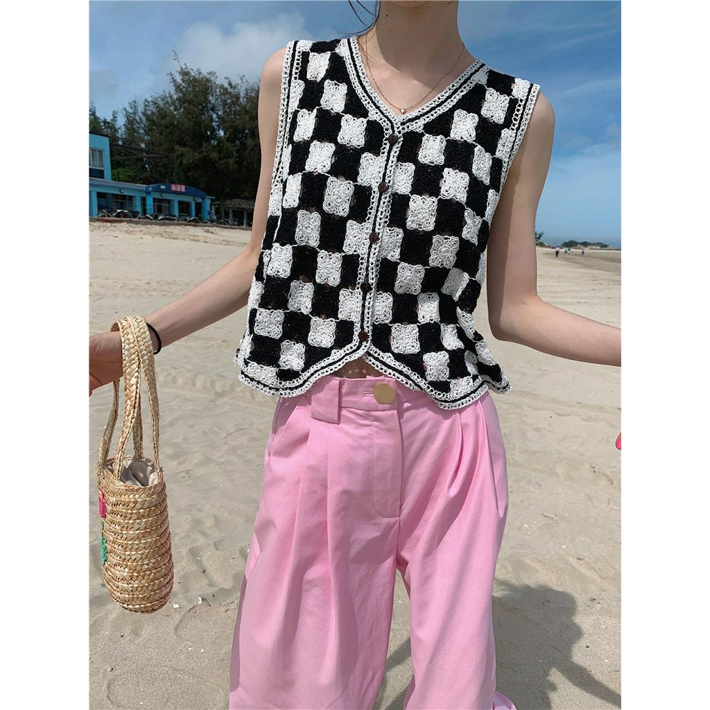 Áo Khoác Cardigan Không Tay Màu Đen Thời Trang 63651