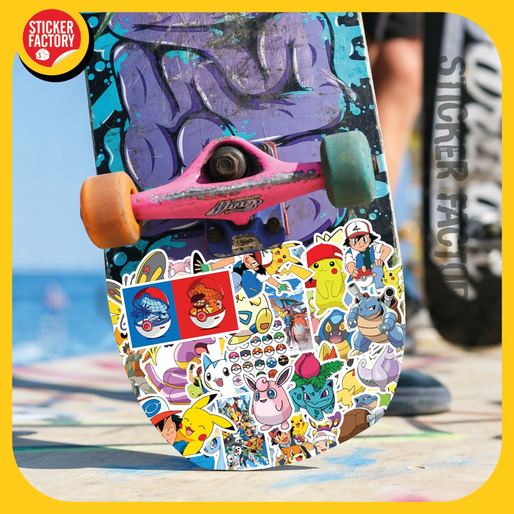 Pokemon - set 100 sticker decal hình dán dễ thương Sticker Factory trang trí nón bảo hiểm , laptop, xe máy, ô tô
