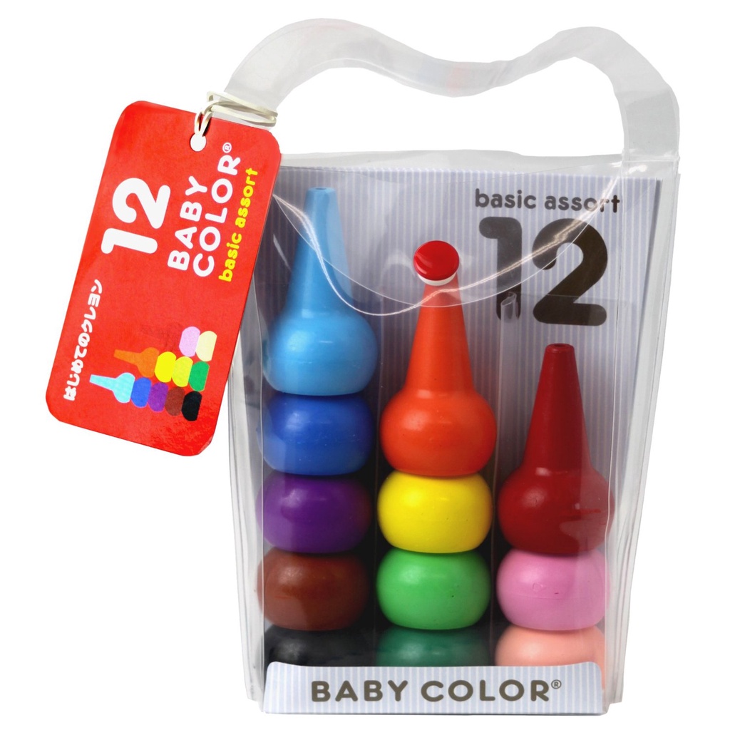 Bút sáp màu Baby Color 12 màu Nhật Bản ( Bút sáp hữu cơ ) (mẫu mới) [Sỉ_lẻ]