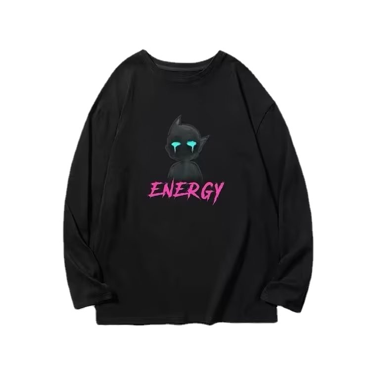 Áo Thun Tay Dài Cổ Tròn Dáng Rộng In Chữ Phong Cách Hip Hop Hàn Quốc Thời Trang Cho Nam Size M-5XL