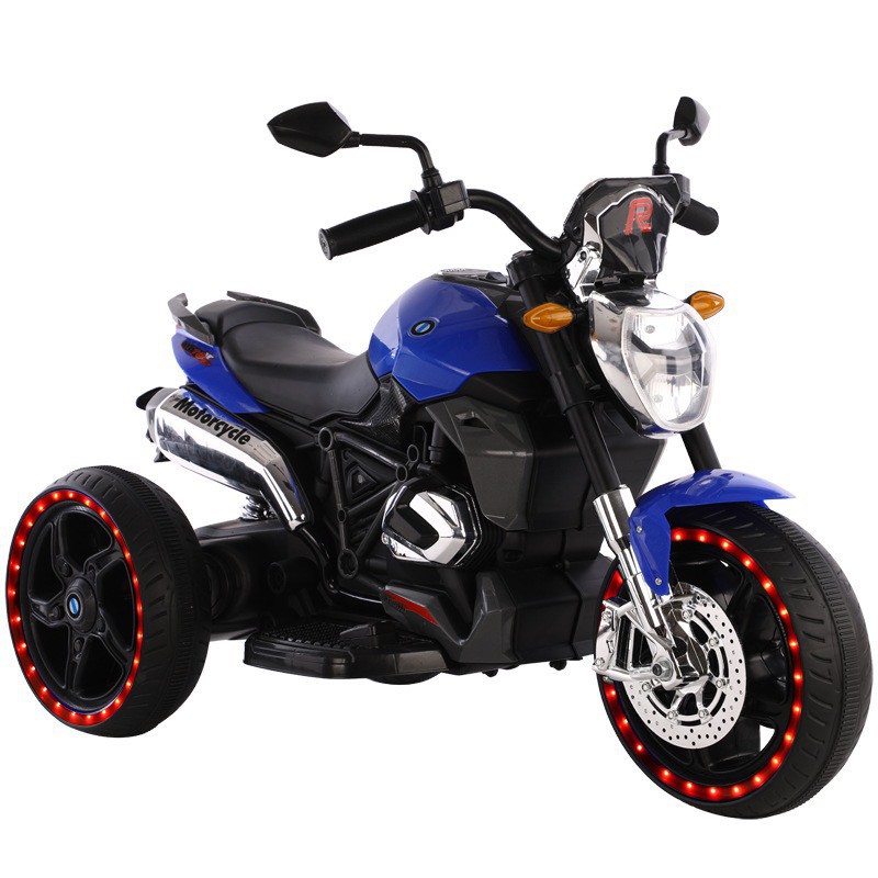 Xe máy điện moto 3 bánh Motorcycle 1280 đồ chơi đạp ga (Đỏ-Trắng-Xanh-Vàng)