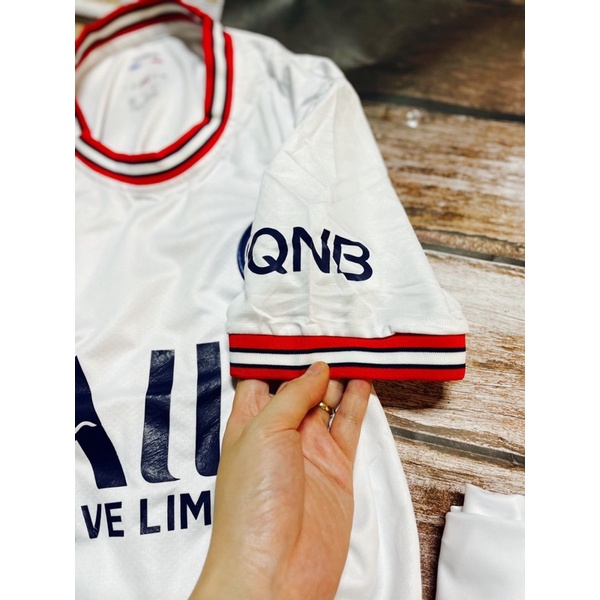 Set Bộ Quần áo thể thao bóng đá nam nữ clb psg vải thái mịn clb psg áo trắng quần trắng logo thêu