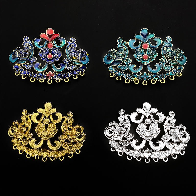 Phiến đúc sơn tráng men phong cách điểm thúy 62*45mm nguyên liệu làm trâm làm trang sức cổ trang cosplay có màu KC