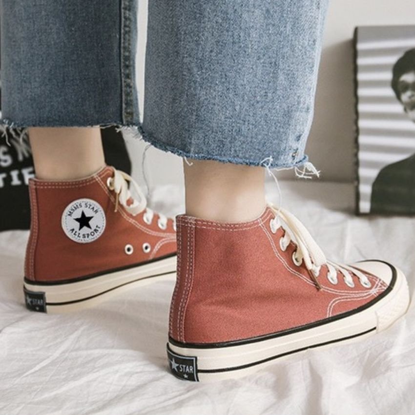 Giày cổ cao cổ thấp đế cao mũi bóng nhiều màu, giày ulzzang học sinh kiểu dáng Hàn Quốc