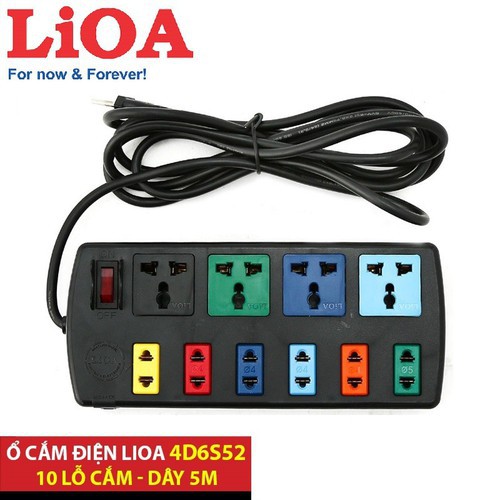 Ổ cắm điện LIOA 4 lỗ, 6 lỗ, 10 lỗ có công tắc, dây dài 3m/5m 1000W - Sunflowers