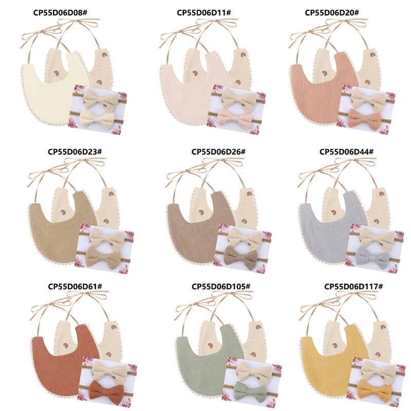 Tạp Dề Cotton Kèm 2 Băng Đô Nơ Xinh Xắn Dành Cho Bé