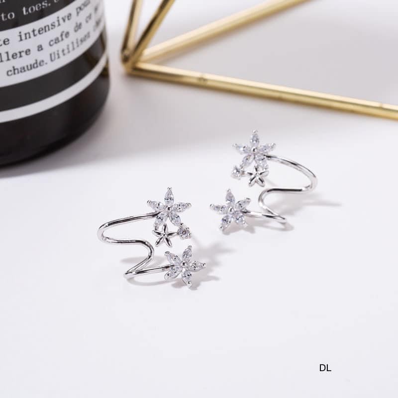 BÔNG TAI KẸP GẮN HOA BẠC TA MÃ BT009512