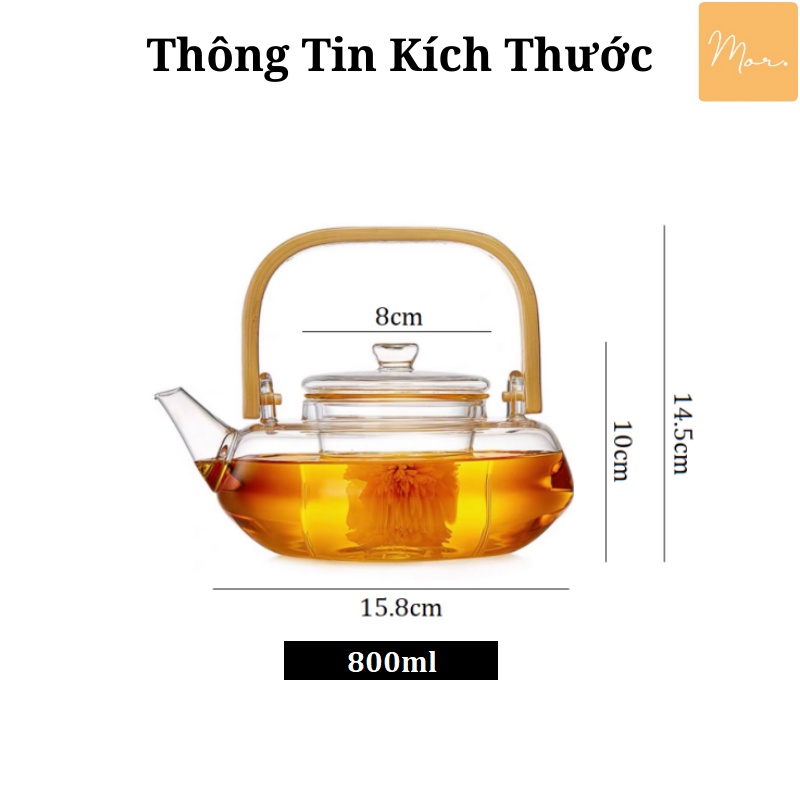 Ấm trà thủy tinh chịu nhiệt - 800ml - AT11