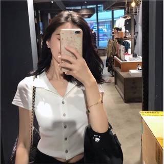 áo croptop nút cổ polo 10359