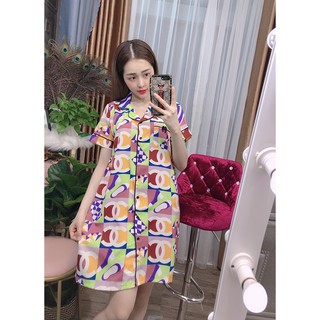 Bộ Đồ Ngủ Đồ Bộ Pijama Lụa Nữ Mặc Nhà Đầm Nơ Lụa Thái