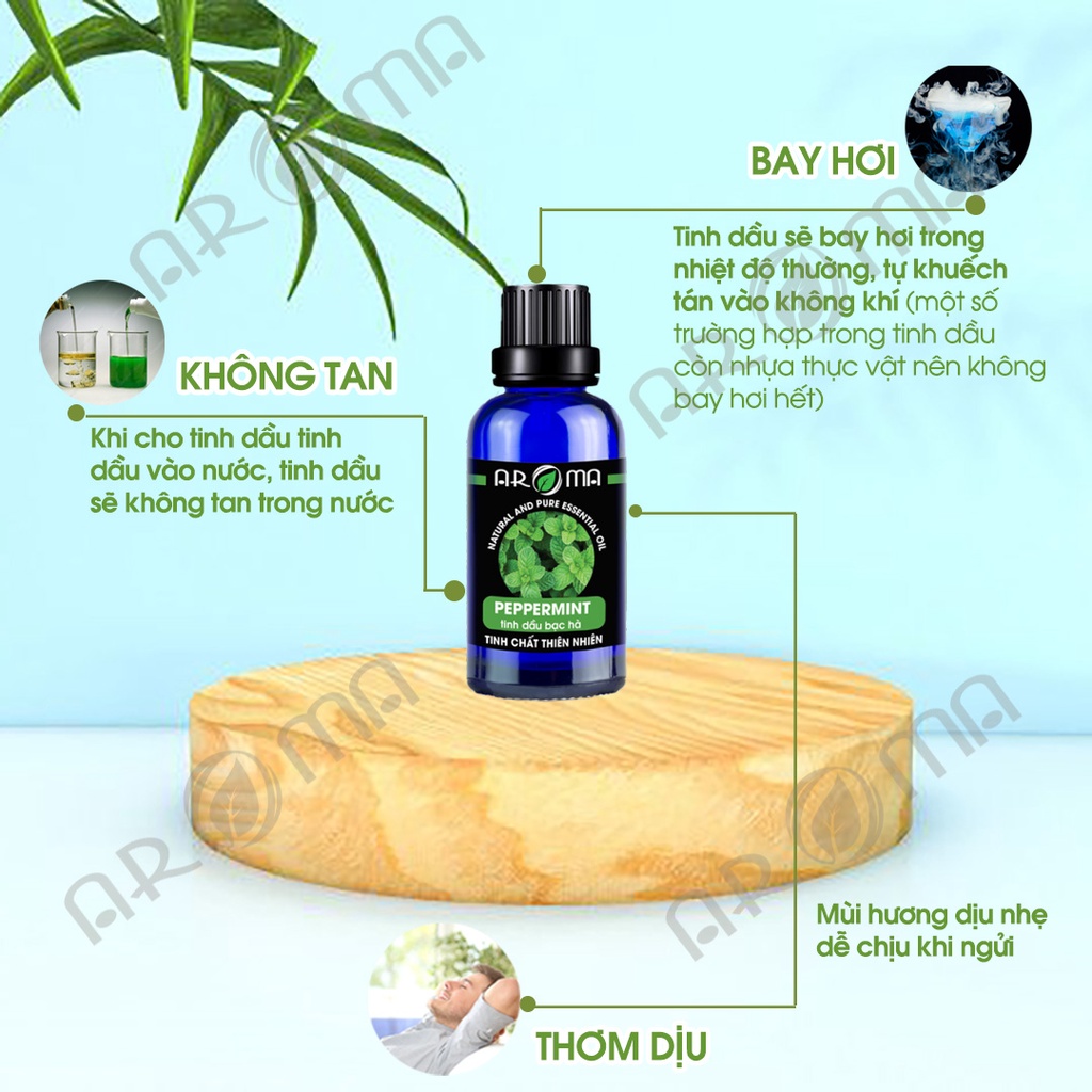 Combo 3 tinh dầu AROMA Sả Chanh - Cam Ngọt - Bạc Hà, tinh dầu thơm phòng nguyên chất tự nhiên