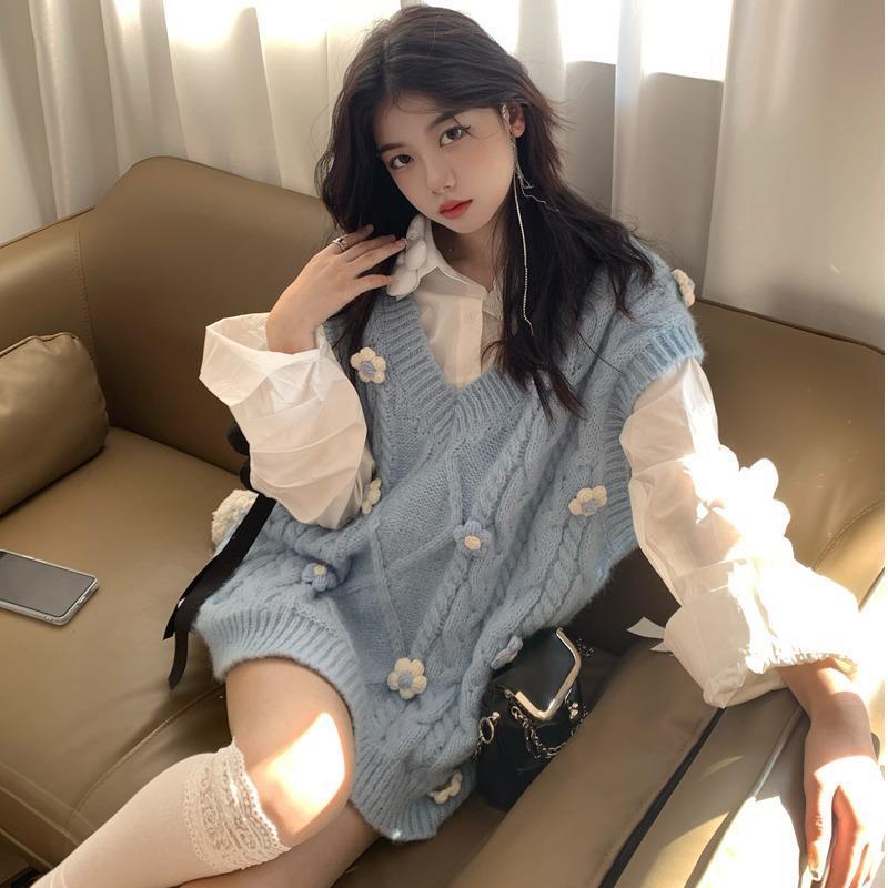 Áo Len Gile Không Tay Dệt Kim Nữ Cho Mùa Thu Đông Dày Dặn Vintage Retro Bánh Bèo Công Chúa Đi Làm Công Sở ALKT020