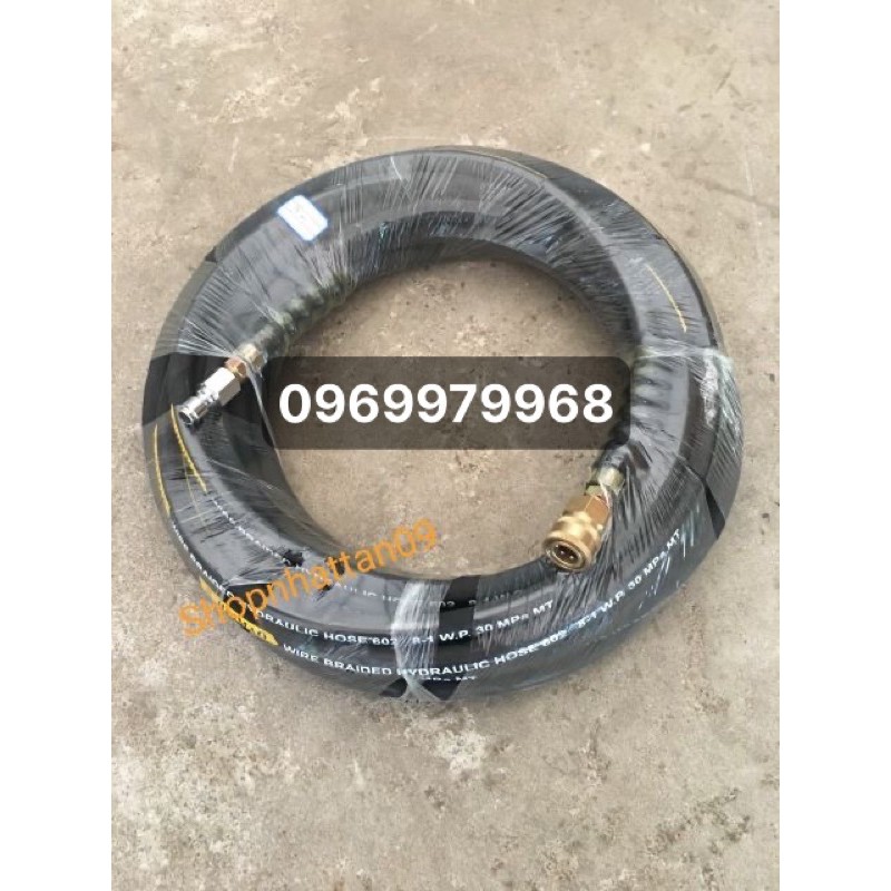 Dây rửa xe 3 lớp lõi thép cao áp , tặng kèm khớp nối nhanh 3/8